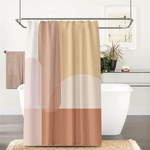 シャワーカーテンノルディック抽象的なカラーブロック無料パンチセットカーテン防水入り浴厚さ厚生デザイナー