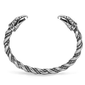 Viking Raven Bangle Stainless Steel Nordic Men Bracelet Smycken med Valknut Presentväska Q0717