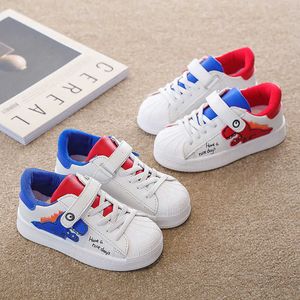 Baby Boys Dinosaur Sneakers Anti-collision White Leather Shoes 1-8 Years Old Kids Casual Sport Shoes High Quality T21N07LS-54 G1025
