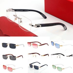 Kvadratisk solglasögon Frankrike Berömd varumärke Buffalo Horn Plastglas Rimless Big Kniv Guld och Träben Glasögon Chiali Male Female Lunettes de Soleil