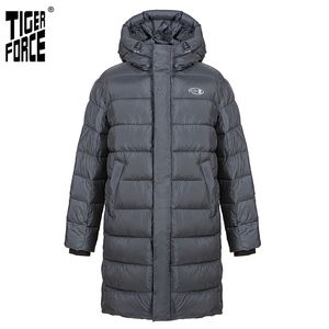 Тайгерская сила мужская зимняя куртка с капюшоном темно-серым длинным толстым бизнес случайные спортивные парки пар пальто 70701 211214