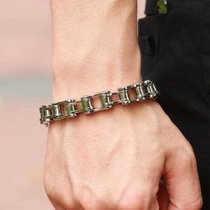 Stainless Steel Biker Mens Bracelet Link Chain Motorcycle Bike Bicycle Chain Bracelets Bangles Jewelry Q0719