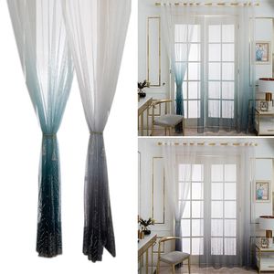 Cortina cortinas 2 pc tulle cortinas transparentes para sala de estar quarto de decoração de casa