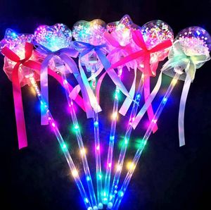 Kinder Zauberstäbe großhandel-LED Lichtstöcke Klare Kugelsternform Blinkende Glühen Zauberständer Für Geburtstag Hochzeit Party Decor Kinder Beleuchtete Spielzeug