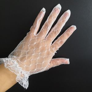 Brudhandskar korta bröllopshandskar fingerlösa brudhandskar för kvinnor brud vit spets tillbehör