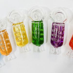 Bunte Pyrex-Pfeifen aus dickem Glas, Flüssigkeitsfüllung, tragbar, trockene Kräuter, Tabak, Bohrinseln, Handpfeife, Rauchfilter, Bong, Handpfeife, Zigarettenspitze, hohe Qualität