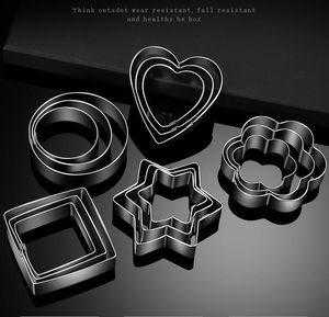 Pastry Biscuit Cutters Vegetabilisk Cookie Cutter Moulds Metal Rostfritt stål Heart Star Circle Flower Shaped Mold Köksredskap