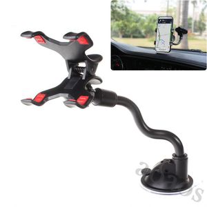 Soft Tube Car Mount Universal Windshield Dashboard Mobiltelefon Bilhållare 360 ​​graders rotation Bilhållare med stark sugkopp X-klämma