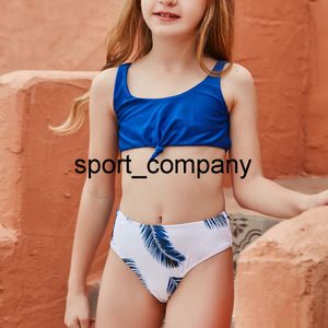 2021 Children's Swimwear Duas peças Folha impressão de maiô para meninas verão biquíni conjuntos crianças maiô adorável criança jovem adolescente