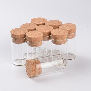 10ml Storage Bottles Small Test Tube with Cork Stopper Glass Spice Bottle Container Jars RH3542