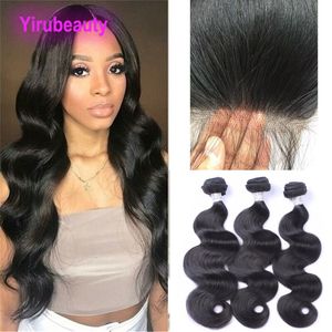 Indian Unprocessed Human Hair 4X4 HD Lace Closure Body Wave Double Wefts With Closures 10-30inch Free Middle Three Part