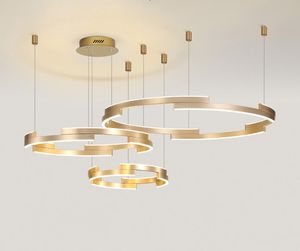 Modern led Chandelier Pendant Lamps for Living Room Bedroom Gold Round Rings Brief Home Decor Kitchen Fixtures Projects Lights