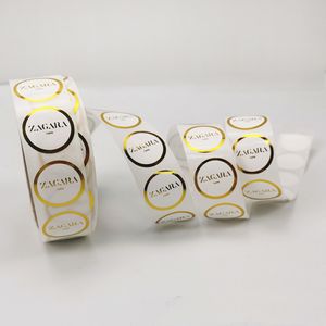 Etiquetas personalizadas com logotipo de folha de ouro transparente, adesivos transparentes, à prova d'água, saco de caixa de presente, embalagem auto-vedante, pacote de rolo de qualquer tamanho
