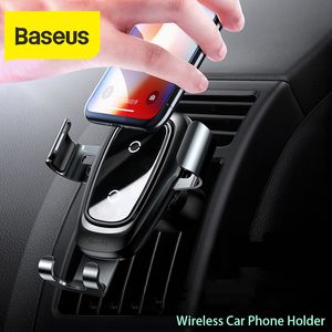 Baseus 10W Qi Wireless för iPhone X Samsung S10 S9 S8 Hållare Biltelefon Ström Laddare i luftventil