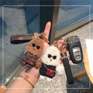 2021xIn Key Chain Key Zapięcie Moda Pluszowa Teddy Puppy Lover Handmade Skórzany Mężczyzna / Kobieta Akcesoria Wisiorek 5 Kolor # KCS-05