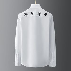 Brand moda moda de cinco pontas impressão de star Men camisa de manga comprida algodão puro quimise slime homme camisetas de vestido masculino sofisticadas