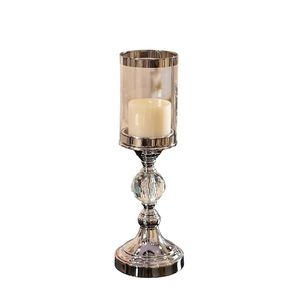 Decorative Glass Candle Stand Holders Decoration Metal Candlestick Creative Candle Holders Table Living Room Ornaments FC243 210722