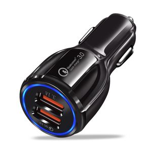 Podwójne porty USB 2a Prawdziwe LED Light Car Charger Adapter do iPhone11 12 13 Pro Max Samsung HTC Android Telefon GPS MP3