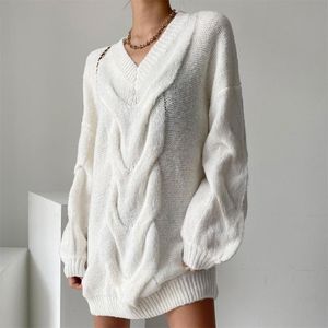Женские свитера Alien Kitty Slim V-образным вырезом средней длины Пуловер скрученный 2021 все совпадения Свободные осенние перемычки повседневные OL сексуальные моды