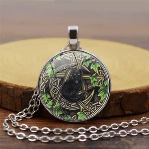 Accsori Witchcraft Black Cat Collarbone Necklace Disc Jewelry Pendant Sweater Chain