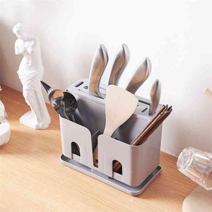 Multifunctional Household Floor Knife Rack Kitchen Supplies Chopsticks Cage Rice Spoon Tableware Storage Plastic 210423