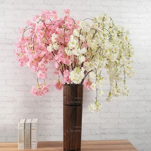 Dekorativa blommor kransar 1st Sagging Cherry Blossoms Artificial Silk Flower Home Decor Plastic Garland Vine Wedding Decoration