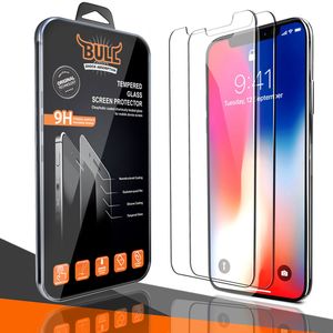 Screen Protectors Shock Bull Hempered Glass Cell Phone Protector för iPhone Pro Max Mini Pro XR XS X Plus Samsung Galaxy S21 S20 Note20 Ultra A52 A50 A60
