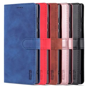 Wallet Phone Cases for Samsung Galaxy S22 S21 Note20 Ultra Plus Pure Colour Cowhide Texture PU Leather Flip Kickstand Cover Case with Card Slots