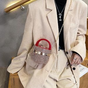 Pochette da sera per feste a forma di botte rotonda in acrilico per donna Borsa con manico superiore per borsa moda femminile e borsa con diamanti