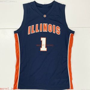 100% Stitched Elite Illinois Fighting Illini Maglia da basket da uomo blu arancione da uomo per donna giovanile XS-6XL a buon mercato
