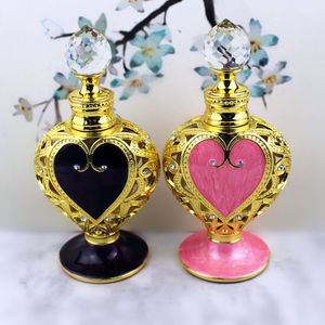 12ml Antique Perfume Bottle Hollow Out Glass Essential Oil Bottle with Glass Dropper Empty Craft Decoration Gift