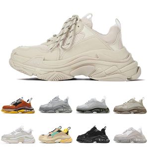 2021 Atacado Plate-Form Sneakers Triple S para Casual Pai Sapato Homens Mulheres Flat 17FW Paris Branco Preto Bege Luxurys Designers Sapatos Treinadores Tamanho 36-45