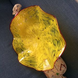 Große Wandkunstlampe Murano Flower Plates Innendekor Hand Geblasenes Glas Wandude Für Wohnzimmer Gelbe Farbdurchmesser 30 bis 50 cm
