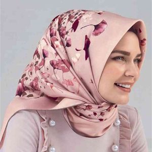 Scarv Özel Dijital Baskı Türk Kare Müslüman Hijab İpek Eşarp