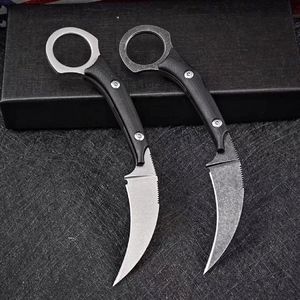 Fixed Blade Karambit Knife D2 White/Black Stone Wash Blade Full Tang G10 Handle Claw Knives With Kydex