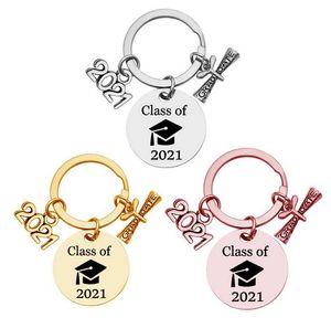 2021 Rostfritt stål Keychain Pendant Class of Graduation Season Buckle Plus Scroll Opening Ceremony Presentkort Ring 30mm grossist