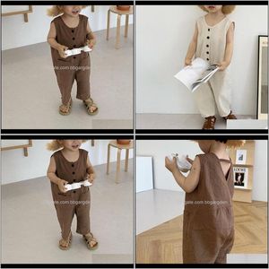 JumpsuitsStrampler Babykleidung Baby, Kinder Umstandskinderoveralls Koreanische Mädchenoveralls Ärmelloses Jungenmode-Outfit für 2–7 Jahre Drop