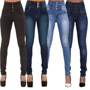 Mulheres jeans pretos push up lápis calças denim ladras vintage jeans alta jeans casual mamãe skinny jean slim femme plus size y220311