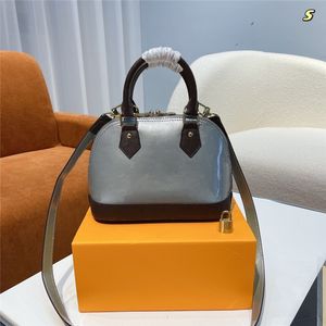 High Quality Black Classic Shell Bag Damier Patent Embossing Leather Floral Bags Handbags Shoulder Bags Women Crossbody Purse Shopping Tote with box