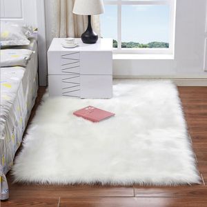 Yatak Odası Halı Yumuşak Uzun Peluş Oturma Odası Halı Antiskid Modern Mat Kat Beyaz Faux Kürk Yatak Başucu Kilim 15 Renkler Opsiyonel BT6748