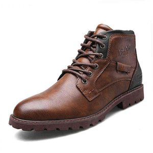 Homens Botas de Couro Outono Inverno Vintage Estilo Ankle Lace Up Calçado Vogue Sapatos Casuais Botas Hombre Motor Boot