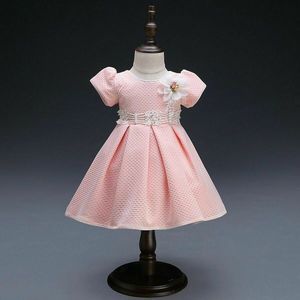 Super Cute Baby Girls Summer Floral Dress Princess Party Tulle Flower Dresses 0-3Y Abbigliamento Pink Ball Gown Appliques Abiti Q0716