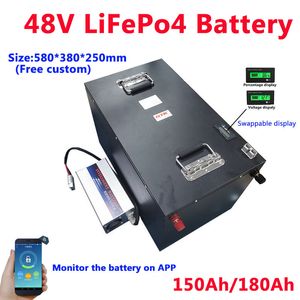 GTK SOLAR Batterier 48V 150AH 180AH LIFEPO4 Batteripaket med displayappoperation för kraftfull camper 48v inverter+20A -laddare