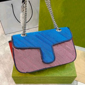 Marmont Multicolor Shoulder Bag Quilted Logo-Jacquard Multi Färg Läderkedja Diagonal Matelasse Canvas Cross Body 2021