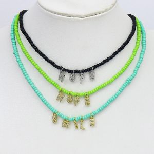 Pendant Necklaces 10 Pcs Tiny Beaded Strand Necklace Mix Color Chocker Letter Jewelry Accessories Gift 9967