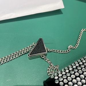 Luxury triangle Rhinestone handbag fashion girls letter metal chain crossbody bags children bling one shoulder bag A8469 mini bags for children cute 22