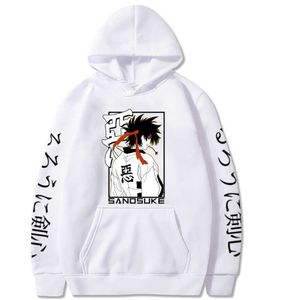 Rurouni Kenshin Sudadera con capucha unisex de anime con estampado suelto informal de manga larga Y0804