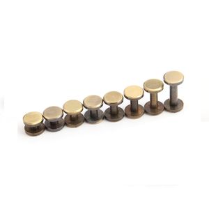 20pcs Chicago bronze double flat wallet bag screw nail brass belt Rivet diy handmade fastener key case garment hardware leather part