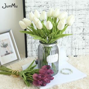 Декоративные цветы венки PU мини -тюльпан цветок настоящий прикосновение свадебной букет Artificialake