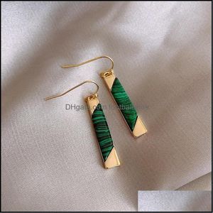 Dangle candelabro brincos jóias design de estilo francês clássico geométrico geométrico polido tira longa inlay pedra verde para mulheres meninas moda dro